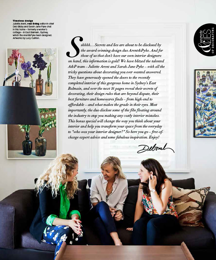 Arent&Pyke, balmain house, Real Living, real living magazine, secrets of decorating, Sydney Design Awards 