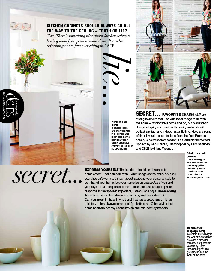 Arent&Pyke, balmain house, Real Living, real living magazine, secrets of decorating, Sydney Design Awards 