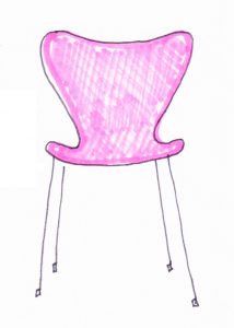chat in a chair, rachel castle, castle & things, neon, screen print, embroidery, Sydney, artist, Arent&Pyke, Fritz Hansen, Arne Jacobsen
